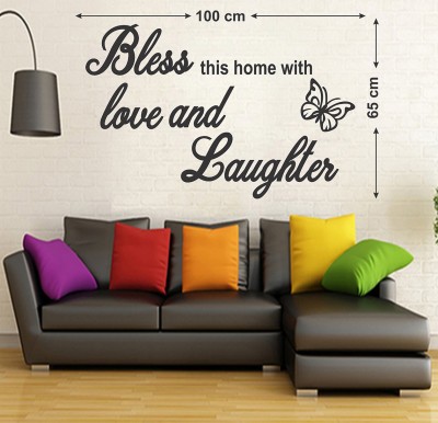 WALL STICKS 76.2 cm QUOTE ON LAUGHTER WALLSTICKER Self Adhesive Sticker(Pack of 1)