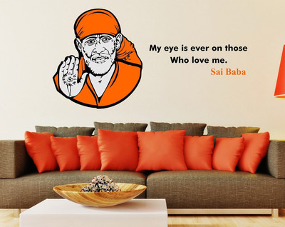 WALLARSH 100 cm Sai Baba Removable Sticker(Pack of 1)