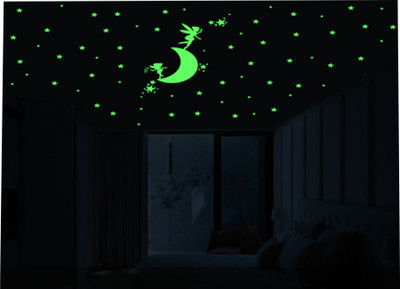 DreamKraft 24 cm Star Moon Fairytale Glow in the Dark Sticker Self Adhesive Sticker(Pack of 1)