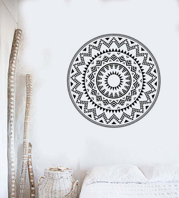 SnappyVinyl 33 cm Round Ethnic Style Geometric Pattern Self Adhesive Sticker(Pack of 1)
