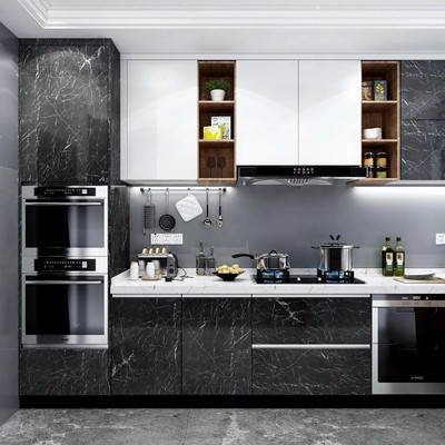 AMI ENTERPRISE 200 cm Black Marble Wallpaper Peel and Stick Wallpaper Self Adhesive 200 x 60 cm Self Adhesive Sticker(Pack of 1)
