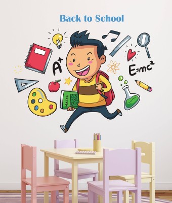 LANSTICK 96.52 cm BACK TO SCHOOL WITH BOY STICKER Self Adhesive Sticker(Pack of 1)