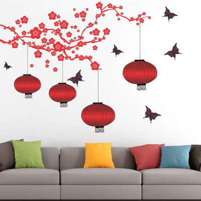 stylishdecor 60 cm M...TREE WITH BOX Self Adhesive Sticker(Pack of 1)