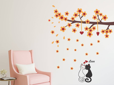 Tuffuk 85 cm Love Cat Self Adhesive Sticker(Pack of 1)