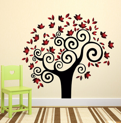 MIIKOR 100 cm Tree | Non-Reusable Stickers Self Adhesive Sticker(Pack of 1)