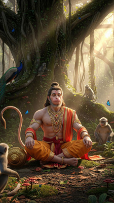 swaroopa 16.5 inch Hanuman ji sticker Self Adhesive Sticker(Pack of 1)