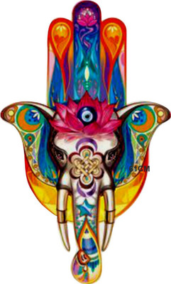 Vijaya enterprises 61 cm Hamsa amulet white elephant lotus sticker Self Adhesive sticker (pack of 1) Self Adhesive Sticker(Pack of 1)