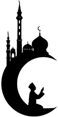 CreativeEdge 44 cm Eid Chand With Mosque Self Adhesive Sticker(Pack of 1)