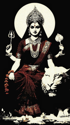 swaroopa 16.5 inch Amba Mata Durga mata Sticker Self Adhesive Sticker(Pack of 1)