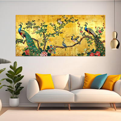 Bnezz 100 cm Wallpaper For Walls Peacock Wall Stickers For Bedroom Wall Posters Big Size Self Adhesive Sticker(Pack of 1)