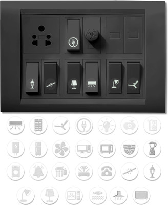 DGSL 1.5 inch Aesthetic Transparent Silver Design Switch Icon Stickers For Switch Board Self Adhesive Sticker(Pack of 330)