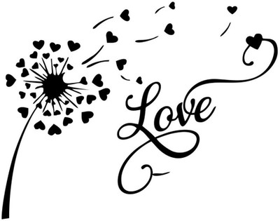 Vijaya enterprises 48 cm Hearts with love black wall sticker for Livingroom,Home sticker size (61x48cm) Self Adhesive Sticker(Pack of 1)