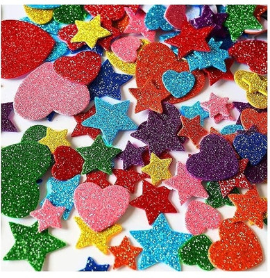 Eclet 2 inch Glitter Foam Smile Stickers for Art and Craft (Multicolour;Medium) Self Adhesive Sticker(Pack of 1)