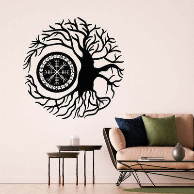 Xskin 27 cm Amulet Yggdrasil Vegvisir Self Adhesive Sticker(Pack of 1)