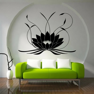 SnappyVinyl 33 cm Blooming lotus Mandala Wall Sticker Yoga Self Adhesive Sticker(Pack of 1)