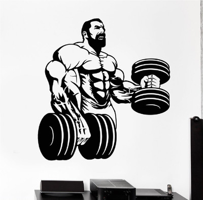 marvellous 60 cm m_weightliftingmen Self Adhesive Sticker(Pack of 1)