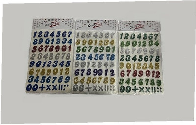 Eclet 2 cm Numbers/123 Self Adhesive Stickers for Kids,Learning or Art & Craft Set of 3 Self Adhesive Sticker(Pack of 3)