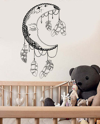 SnappyVinyl 27 cm Moon Feathers Self Adhesive Sticker(Pack of 1)