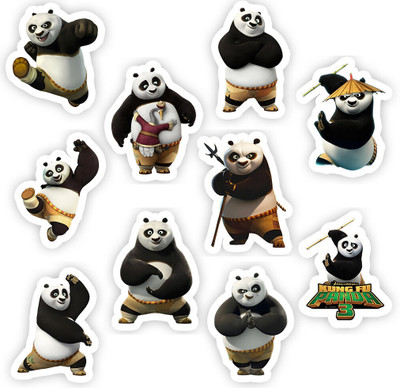 STICK STORE 2.8 inch Kung Fu Panda Stickers | Matte | for Laptops, Water Bottles, Bikes Self Adhesive Sticker(Pack of 10)