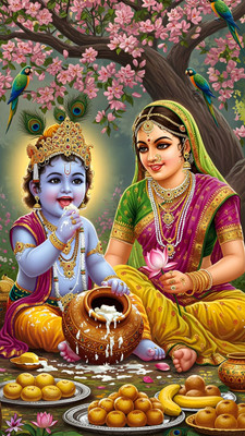 swaroopa 16.5 inch Krishna sticker Self Adhesive Sticker(Pack of 1)