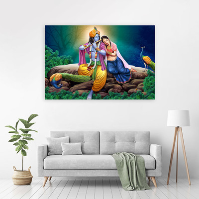 Zrintly 91 cm Lord Radhe Krishna (Posters-36Inch X 24Inch) Self Adhesive Sticker(Pack of 1)