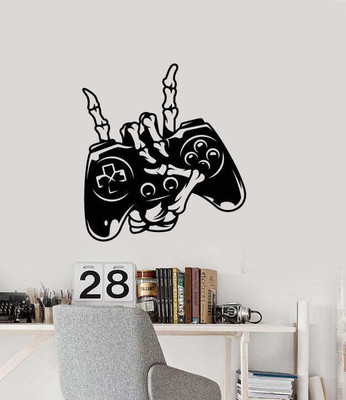 SnappyVinyl 30 cm Skeleton Joystick Video Game Self Adhesive Sticker(Pack of 1)