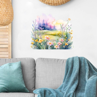 SoFFXia 18 inch Colorful Garden Lawns Nature Designs Wall Stickers for Home, Hall EDWS_19748 Self Adhesive Sticker(Pack of 1)