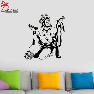 Saiii Designs 50 cm Hanuman ji Wall Sticker to add life to your Walls (Medium) Self Adhesive Sticker(Pack of 1)