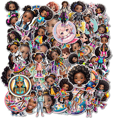 SoFFXia 5.5 cm Girl_Stickers for Water Bottles, Laptop, Computer, Phone for Teens Adults Non-Reusable Sticker(Pack of 120)
