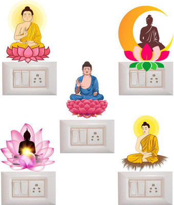 Stickerberry 25 cm Beautifiul Buddha Switch Board sticker For Home Decor Self Adhesive Sticker(Pack of 1)