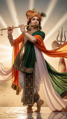 swaroopa 16.5 inch Shri krishna Radha Sticker Self Adhesive Sticker(Pack of 1)