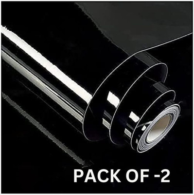 Shreeji Sqaure Vinyl Abstract Black Wallpaper(L x W: 200 cm x 60 cm, Pack of 2)