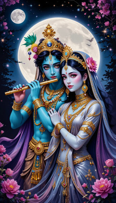 swaroopa 16.5 inch Radha krishna A3 size non tearable sticker Self Adhesive Sticker(Pack of 1)