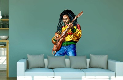 Art Kafe 43 cm Bob Marley Playing Guitar Sticker Self Adhesive Sticker(Pack of 1)