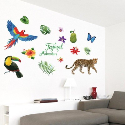 JAAMSO ROYALS 50 cm Lion Eagel Fruits and Leaves Design Kids WallSticker( 50 CM X 70 CM ) Self Adhesive Sticker(Pack of 1)