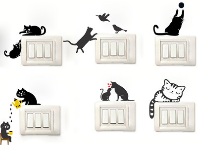 Remer 72 cm Cat switchboard wallsticker Self Adhesive Sticker(Pack of 1)
