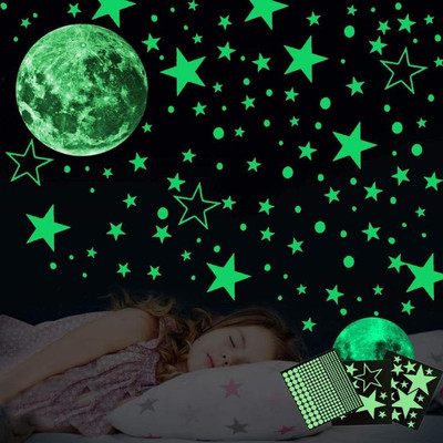 Geetika Enterprises 2.5 inch Dark Glow Solar System Magical Look Of Bedroom Self Adhesive Sticker(Pack of 6)