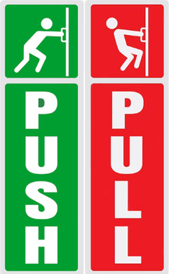 KCG 21 cm Self Adhesive Push and Pull Sign Stickers - Set of 1 Push & 1 Pull Self Adhesive Sticker(Pack of 2)