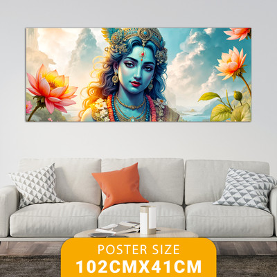 Bnezz 100 cm Wallpaper For Wall Modern Krishna Wall Stickers For Bedroom 3D Wall Posters Self Adhesive Sticker(Pack of 1)