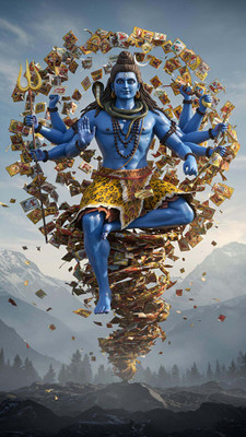 swaroopa 16.5 inch Shiv Shankar Mahadev Sticker Self Adhesive Sticker(Pack of 1)