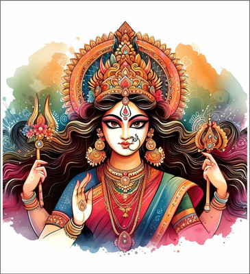 Vaishali Creation 12 cm Durga Maa Wall Sticker | Self-Adhesive PVC Vinyl Self Adhesive Sticker(Pack of 1)