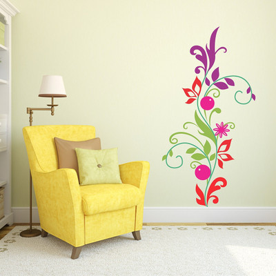 WALLARSH 57 cm Flower Self Adhesive Sticker(Pack of 1)