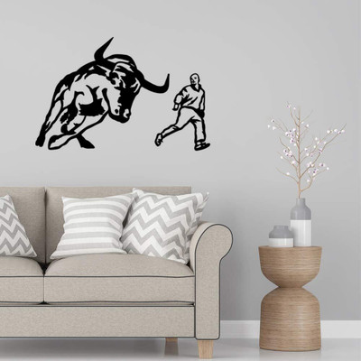 SnappyVinyl 29 cm Running of Bull Wall Decals, Easy to Apply Self Adhesive Sticker(Pack of 1)