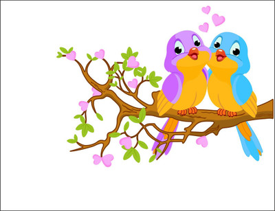 Decoar Nirmal 91 cm Two love birds on branch wall sticker size (91x68 cm) Self Adhesive Sticker(Pack of 1)