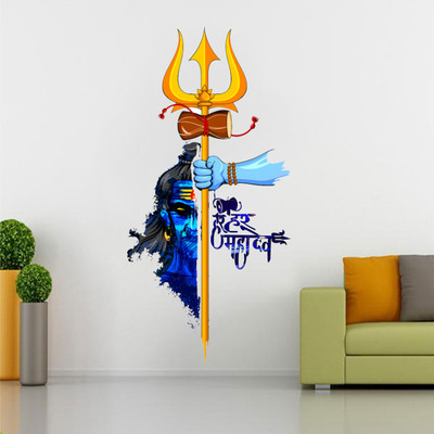 PARTHDECORE 105 cm MAHADEV SHIV SHANKAR BHOLENATH WALL STICKER (60X105) CM Self Adhesive Sticker(Pack of 1)