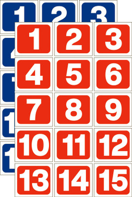 ShubhFly 11 cm Big Number Sticker 1 to 15 Digits Red & Blue Colour Numbers Sticker Waterproof Self Adhesive Sticker(Pack of 2)