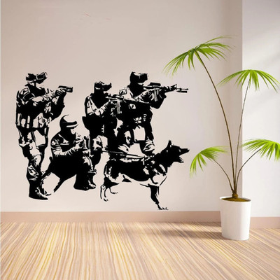 SnappyVinyl 30 cm SWAT Team Military Army Soldiers Self Adhesive Sticker(Pack of 1)