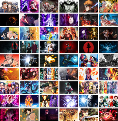 RKDECOR 15 cm Superhero Anime Cartoon Poster For Gaming Room Wall Decor (Size 4x6 Inch) Self Adhesive Sticker(Pack of 54)
