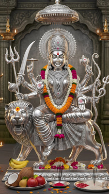 swaroopa 16.5 inch Amba Mata Durga Mata sticker Self Adhesive Sticker(Pack of 1)