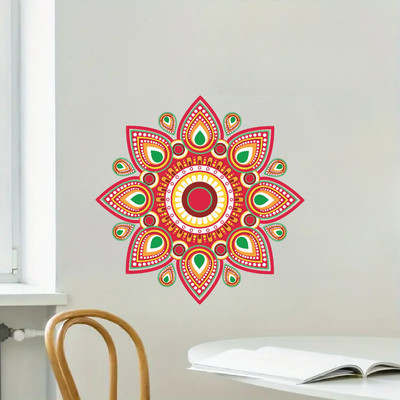 KGDecor 61 cm Colorful Mandala Wall Sticker for Home Décor Self Adhesive Sticker(Pack of 1)